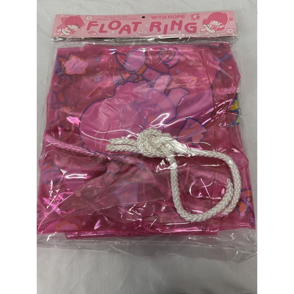 NEW! Vtg Sanrio Float Ring With Rope 1988 Little Twin Stars Deflated 74"x9" Pink
